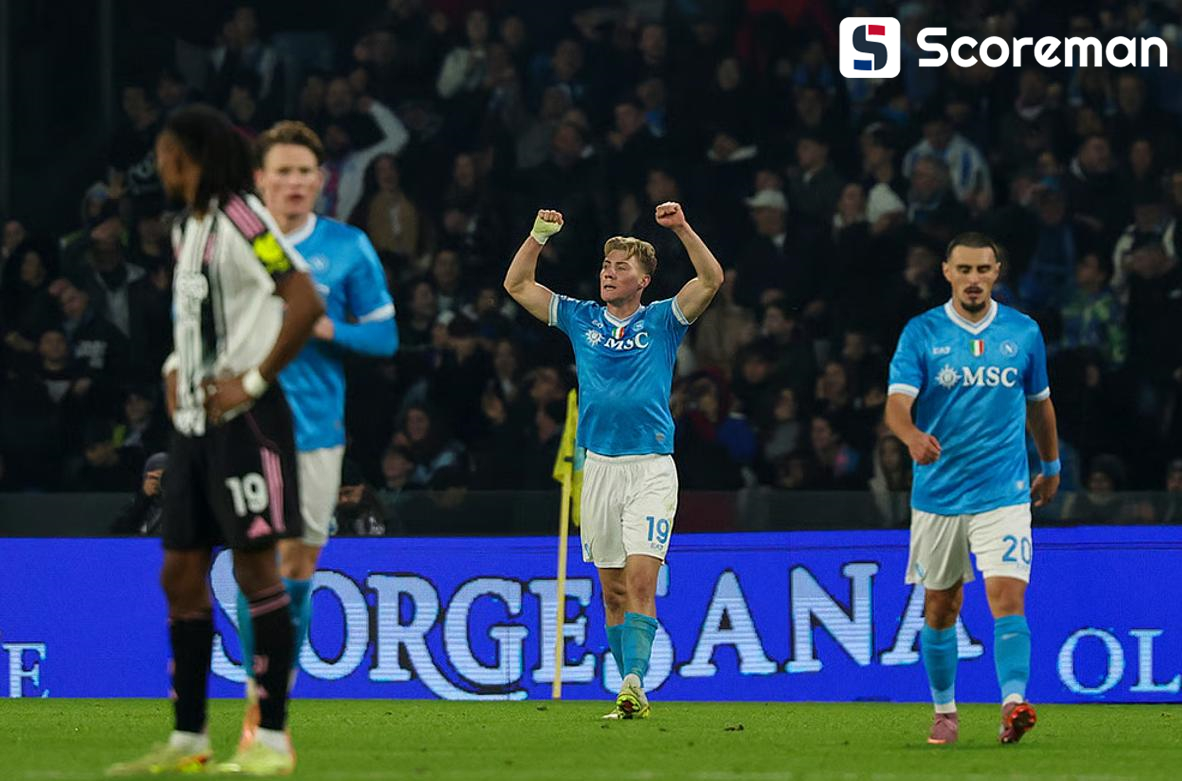 나폴리, 유벤투스에 2-1 승리... 호일룬 멀티골 폭발→POTM 선정